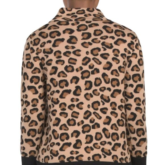 Rachel Zoe NWT Leopard Full Zip Mockneck Cardigan Sweater Jacket Size M - Picture 4 of 11